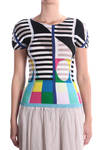 pleated top in printed geometric design  - 