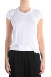fold and frills hem cotton t-shirt  - 