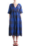 double layer large check linen dress  - 