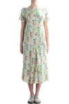 printed silk dress with box pleats detail  - 