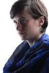 large check creased linen gauze shawl  - 