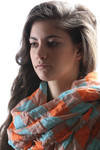 checked shawl in creased linen gauze  - 