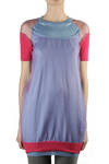 long sweater with sheer jersey overlay  - 