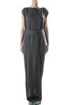 floor-length gown in silk crepe sable  - 