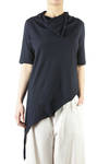 cotton jersey asymmetric hem top  - 
