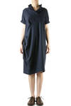 cotton jersey slanted drape dress  - 