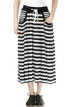 full pleated skirt in bar striped jersey  - 