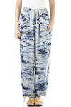 military style trousers in water design printed georgette  - 