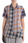 cotton indian checks patch unbalanced shirt  - 