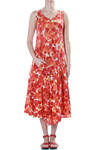 blurred print bi-fabric dress  - 