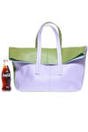 bi-color fold over tote bag  - 