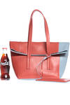 bi-color fold over small tote bag  - 