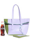 bi-color fold over small tote bag  - 