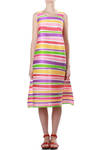 colorful stripes printed pleated dress  - 