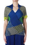 mashup of design printed pleated bolero  - 