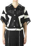 graphic design cotton stretch cropped jacket  - 