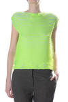 grid pleated top with colored surface print  - 