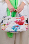 medium basket bag in silk and cotton ribbons - DANIELA GREGIS 