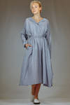 longuette dress in cotton and silk muslin with shirt stripe - FORME D' EXPRESSION 