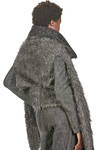 gilet lungo e ampio in mouflon a pelo lungo di lana vergine, mohair, viscosa e poliammide melange - FORME D' EXPRESSION 