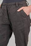 biker trousers with tapered leg in heavy linen canvas - MARC LE BIHAN 