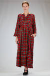 long dress made of washed wool tartan gauze - DANIELA GREGIS 