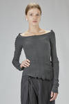 fitted, asymmetric corset t-shirt in crinkled polyamide, silk, and elastane - MARC LE BIHAN 