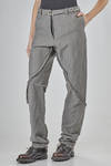 fitted pants in carded and washed wool, cotton, and metal chevron - MARC LE BIHAN 