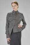 fitted, asymmetric shirt in vertical striped cotton and silk poplin - MARC LE BIHAN 