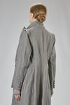 long and wide coat in washed chevron of wool, cotton, and metal, lined with acetate and viscose - MARC LE BIHAN 