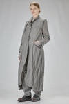 long and wide coat in washed chevron of wool, cotton, and metal, lined with acetate and viscose - MARC LE BIHAN 