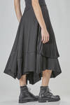 midi, wide, and asymmetric skirt in pleated wool, acetate, and viscose gauze - MARC LE BIHAN 
