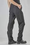 fitted pants in carded, pinstriped, and washed cotton, virgin wool, and metal chevron - MARC LE BIHAN 
