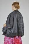 wide bomber jacket in polyester-padded nylon twill with parts in acrylic and wool knit - NOIR KEI NINOMIYA 