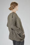 long and wide 'sculpture' jacket in tight crinkled polyester, treated and pressed - SHU MORIYAMA 