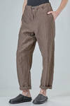 wide trousers in washed and embossed linen canva - FORME D' EXPRESSION 