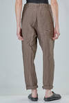 wide trousers in washed and embossed linen canva - FORME D' EXPRESSION 