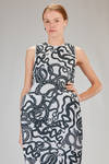 'sculpture' dress, longuette, in polyester plissé with tattoo print - MELITTA BAUMEISTER 