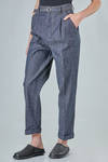 jeans ampio in denim di cotone cimosato, tinto a corda - IMjiT 
