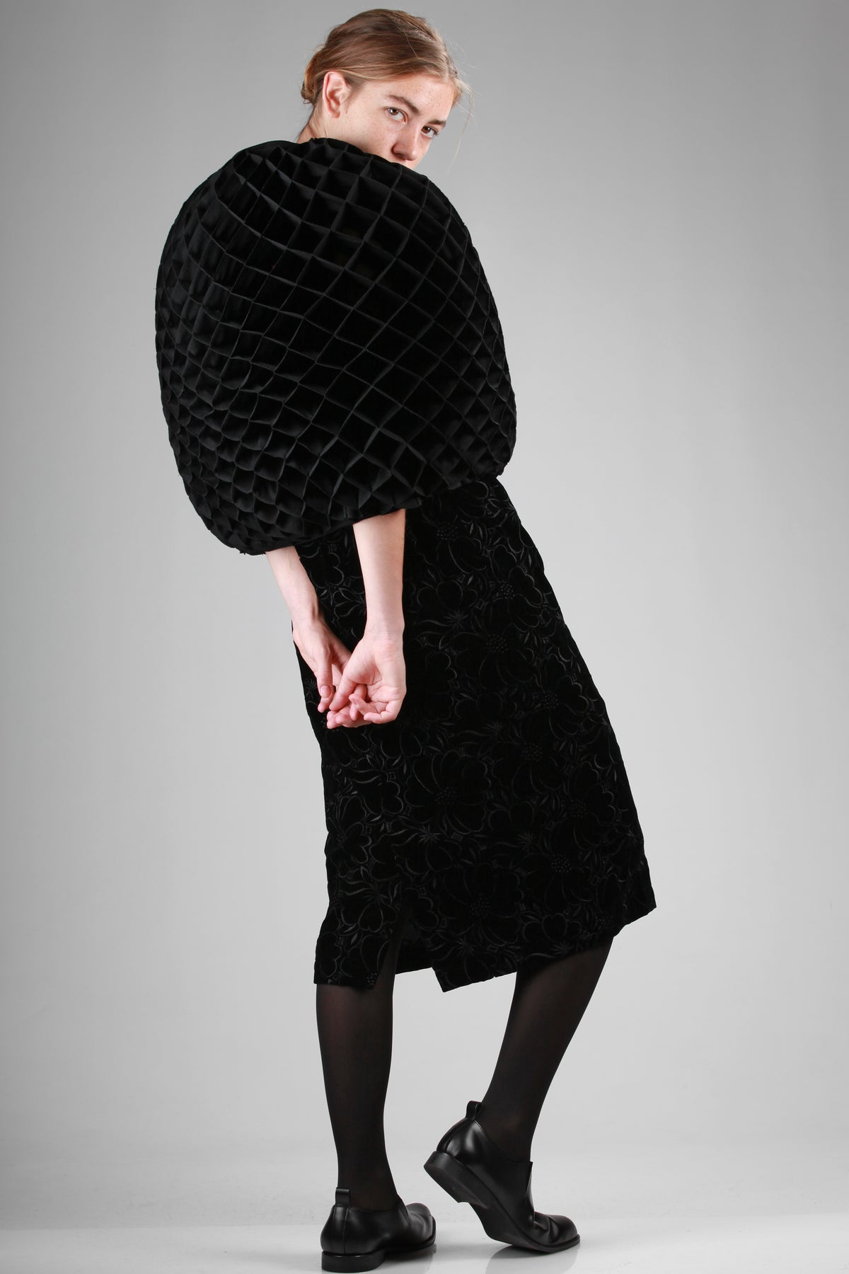 Wide origami-effect cape