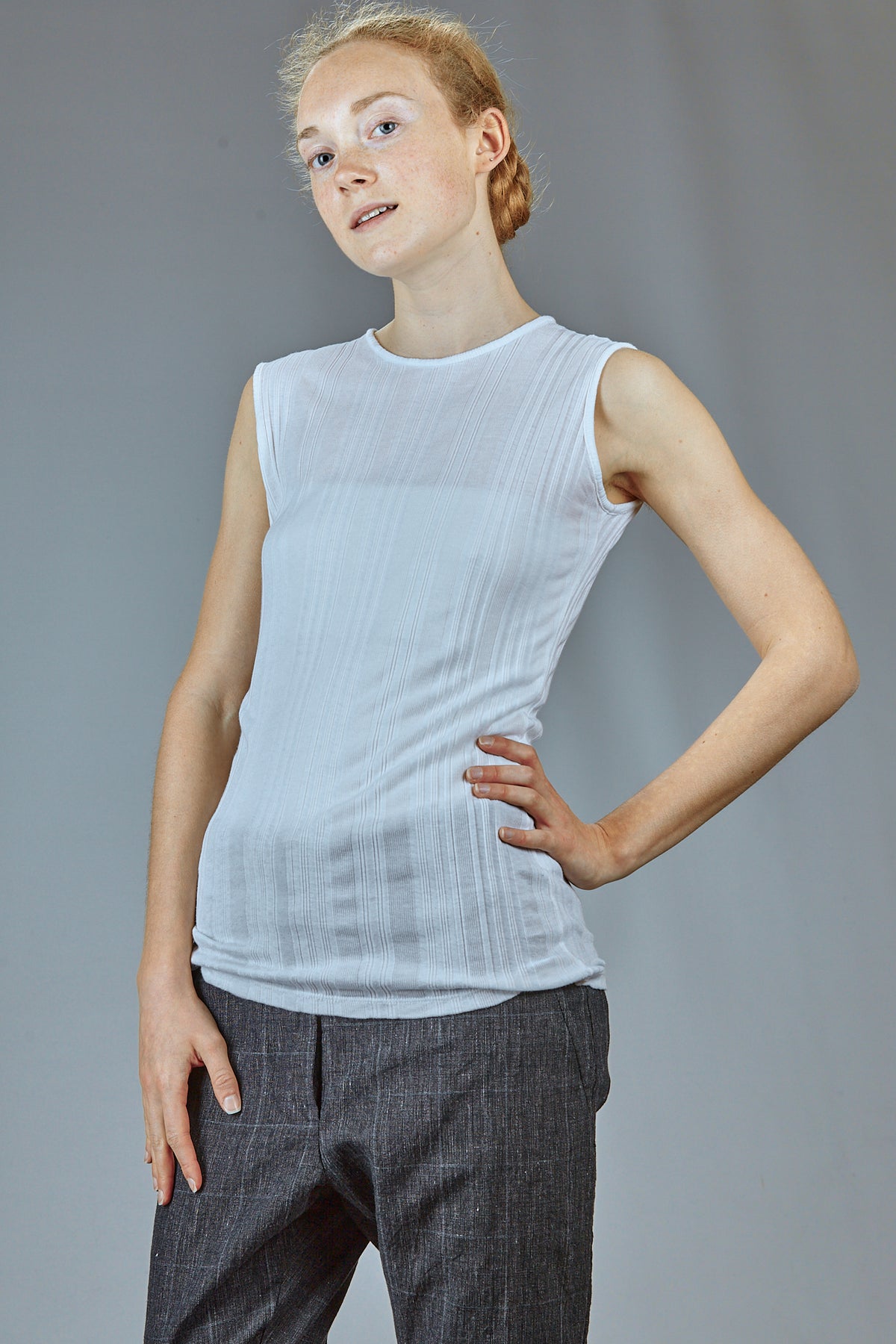 ribbed cotton and modal jersey tank top, fitted