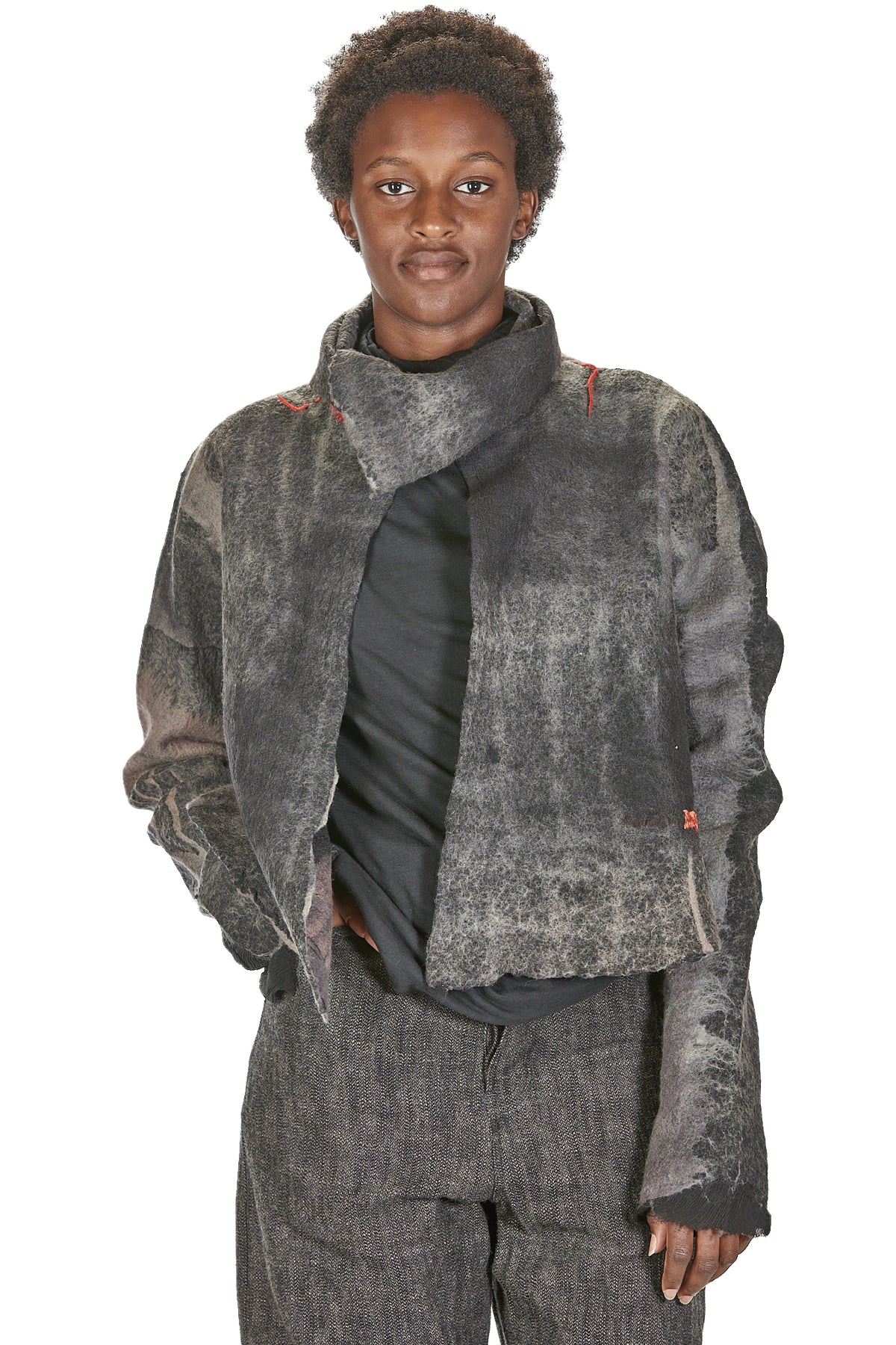 \GESTIONALEimgBeestore29314-1 A IVO MILAN RADICAL FASHION presents AGOSTINA ZWILLING grey and red hand made reversible wool jacket..jpg