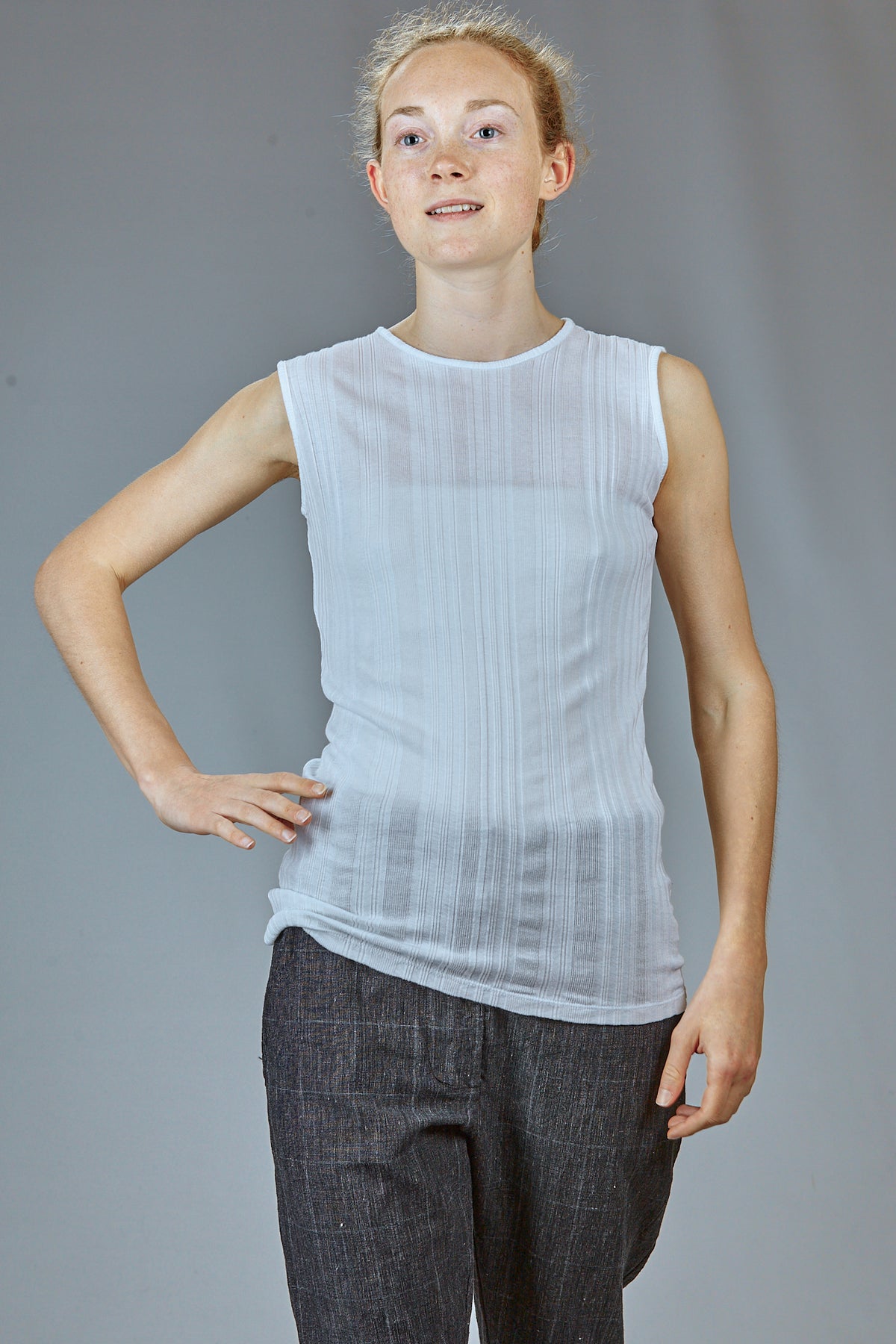ribbed cotton and modal jersey tank top, fitted