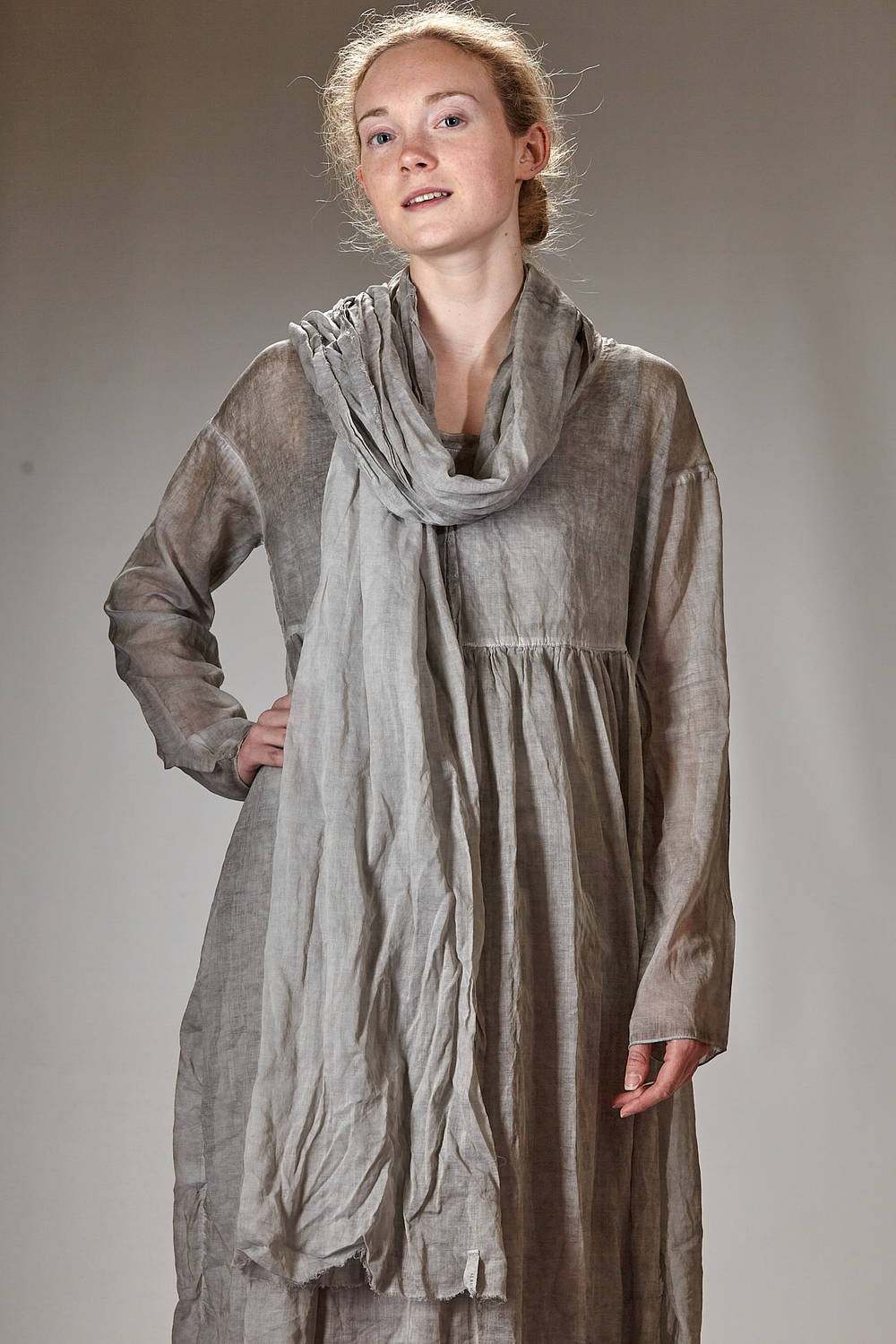 ALBUM DI FAMIGLIA - Long And Wide Dress In Shaded Cold-Dyed Cotton
