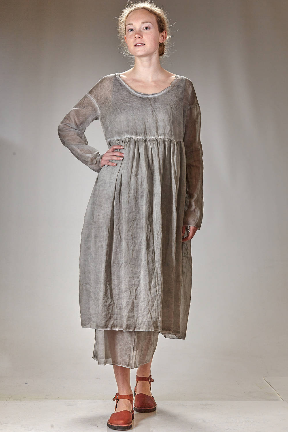 ALBUM DI FAMIGLIA - Long And Wide Dress In Shaded Cold-Dyed Cotton