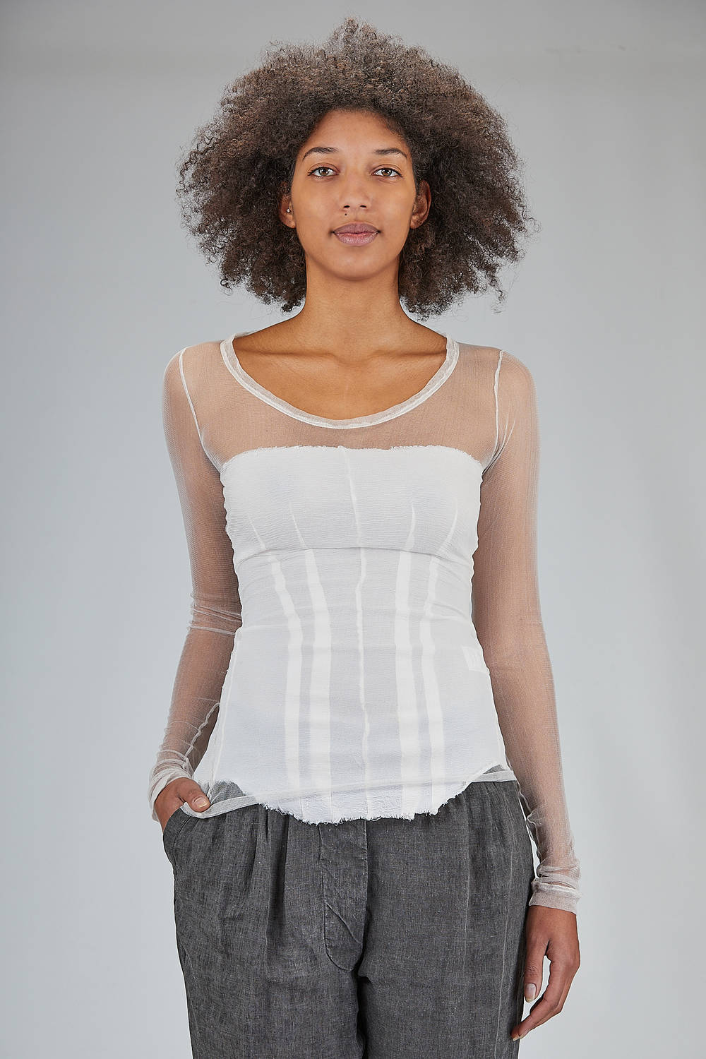 MARC LE BIHAN - Basic Hip-Length T-Shirt In Silk Tulle And
