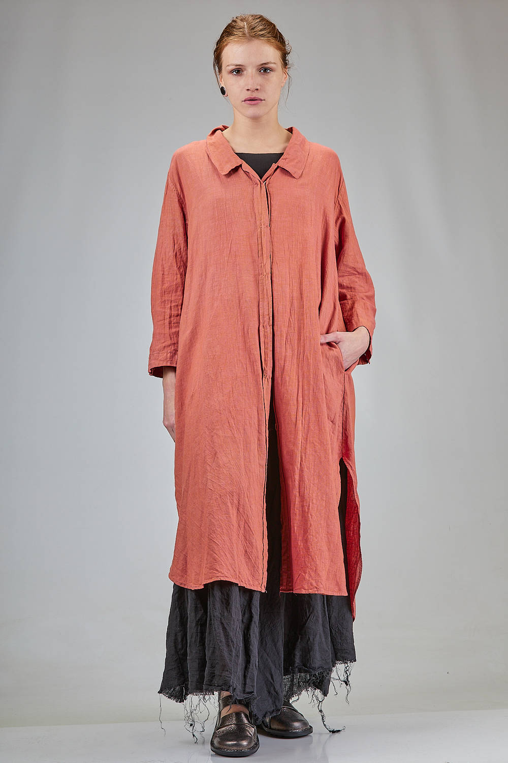knee length dresses for ladies Relaxed-Fit Linen Trench Coat XL / Natural Brown