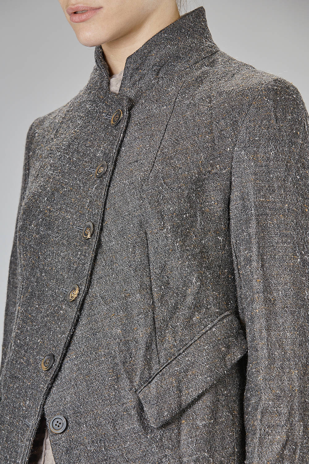 FORME D' EXPRESSION - Fitted Hip-Length Jacket In Crinkled
