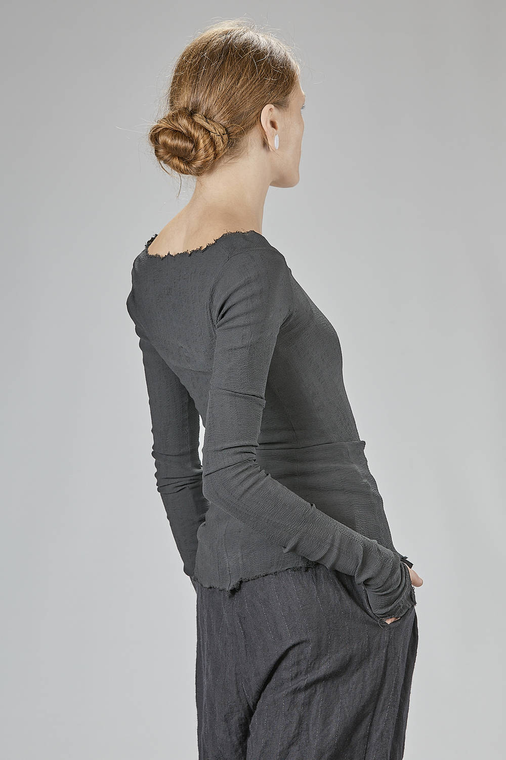 MARC LE BIHAN - Fitted, Asymmetric Corset T-Shirt In Crinkled