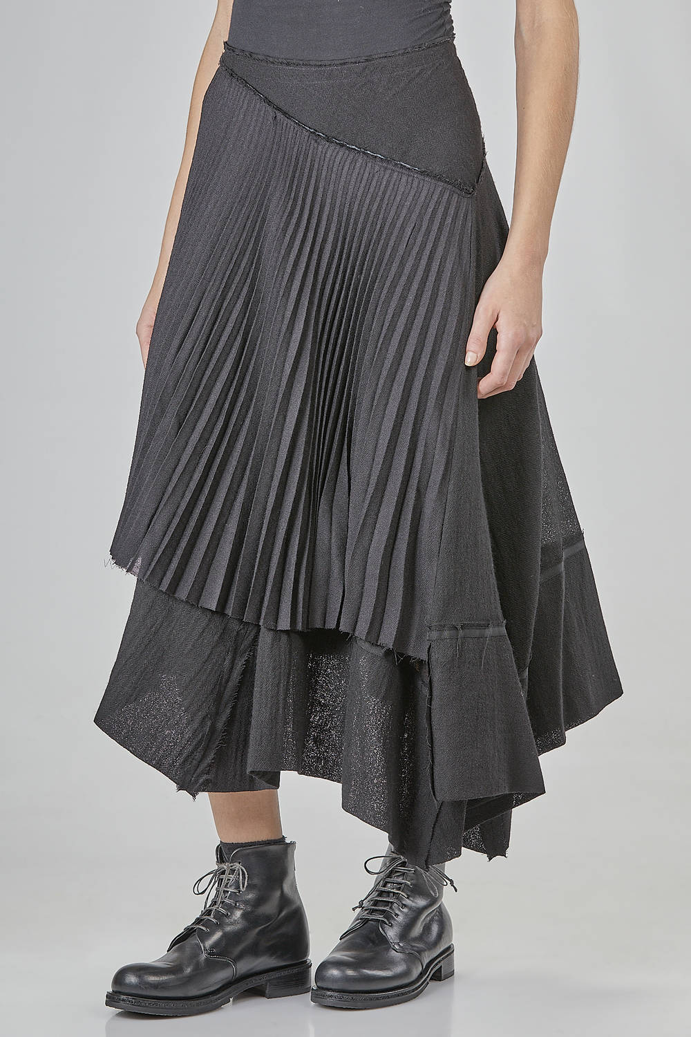 MARC LE BIHAN - Midi, Wide, And Asymmetric Skirt In Pleated Wool
